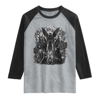 Cryptid Monsters Urban Legends Raglan Shirt Vintage Dark Folklore Leave Before Dark Graphic