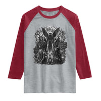 Cryptid Monsters Urban Legends Raglan Shirt Vintage Dark Folklore Leave Before Dark Graphic