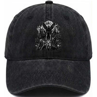 Cryptid Monsters Urban Legends Washed Cotton Baseball Cap Vintage Dark Folklore Leave Before Dark Graphic