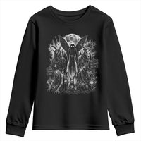 Cryptid Monsters Urban Legends Youth Sweatshirt Vintage Dark Folklore Leave Before Dark Graphic