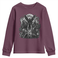 Cryptid Monsters Urban Legends Youth Sweatshirt Vintage Dark Folklore Leave Before Dark Graphic