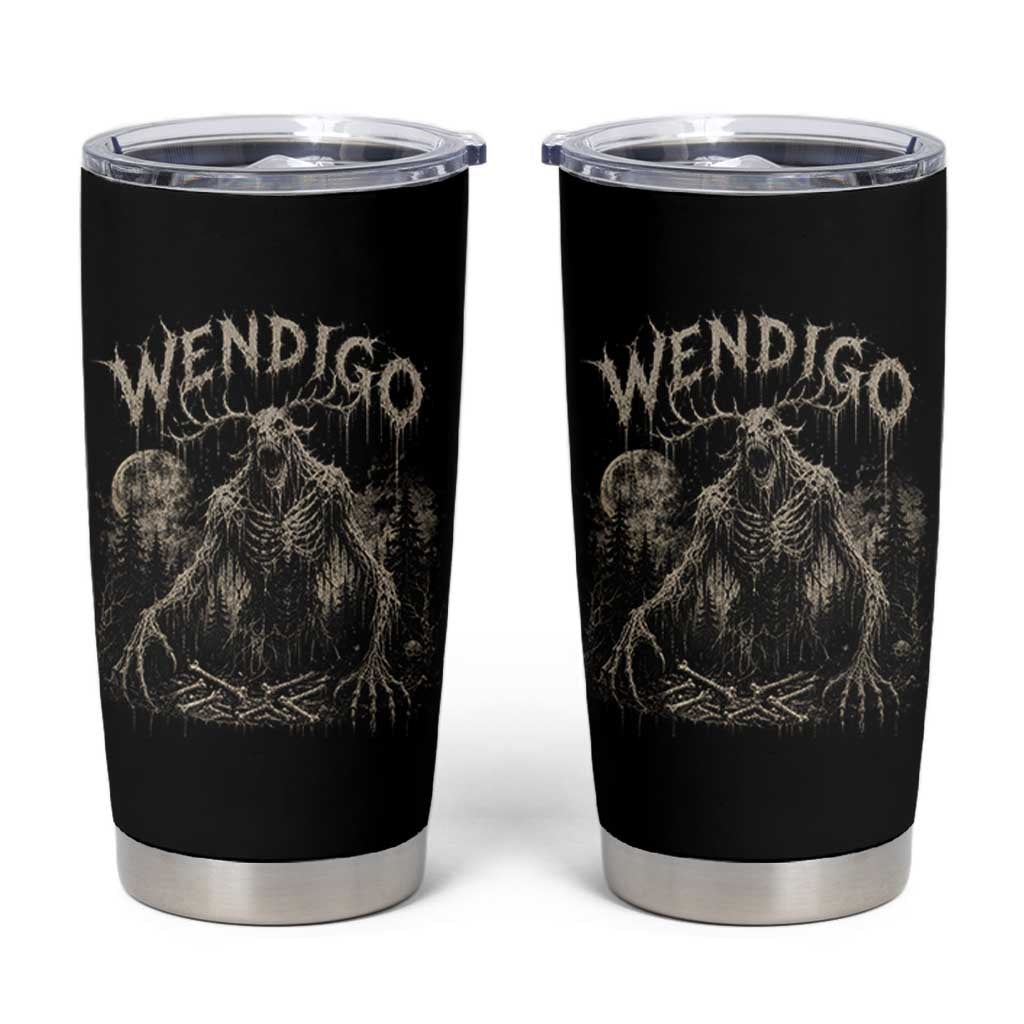 Wendigo Cryptid Monster Tumbler Cup Heavy Metal Dark Fantasy Horror Graphic