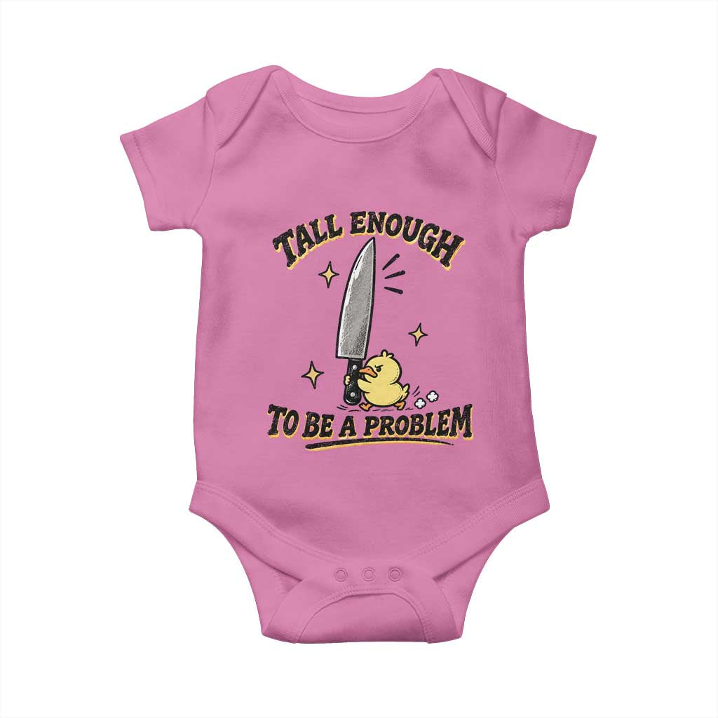 Tall Enough To Be A Problem Funny Duck Baby Onesie With Giant Knife Meme Humor