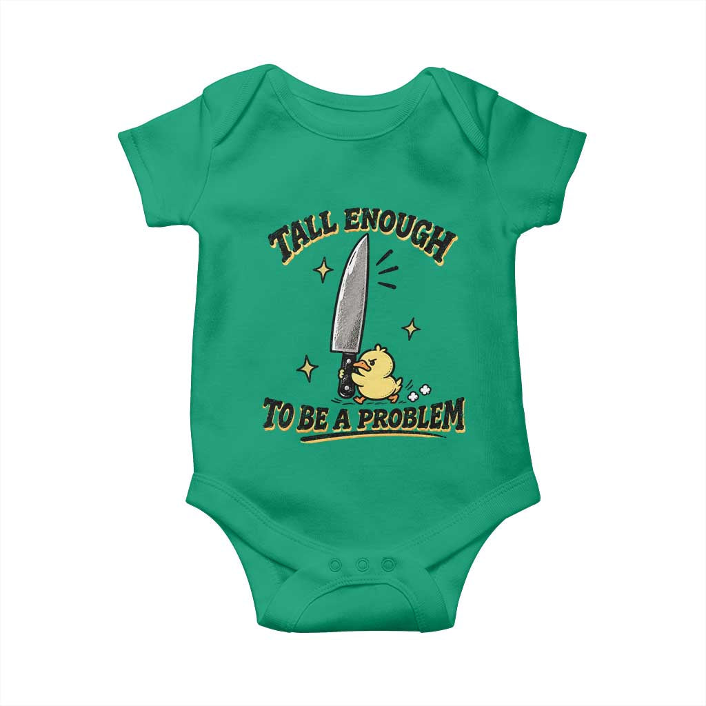 Tall Enough To Be A Problem Funny Duck Baby Onesie With Giant Knife Meme Humor