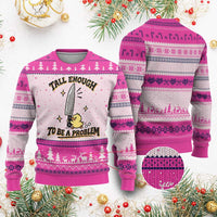 Tall Enough To Be A Problem Funny Duck Ugly Christmas Sweater With Giant Knife Meme Humor