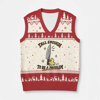 Tall Enough To Be A Problem Funny Duck V-Neck Knit Sweater Vest With Giant Knife Meme Humor