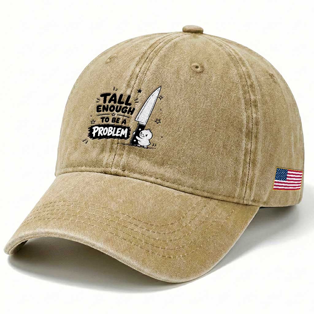 Tall Enough To Be A Problem Funny Duck Humor Washed Cotton Baseball Cap