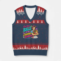 Grab Your Balls Its Canning Season Funny Food Preservation V-Neck Knit Sweater Vest Retro Pop Art Graphic