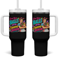 Grab Your Balls Its Canning Season Funny Food Preservation Tumbler With Handle Retro Pop Art Graphic