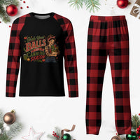 Grab Your Balls Its Canning Season Funny Food Preservation Plaid Pajama Set Vintage Retro Country Girl Graphic