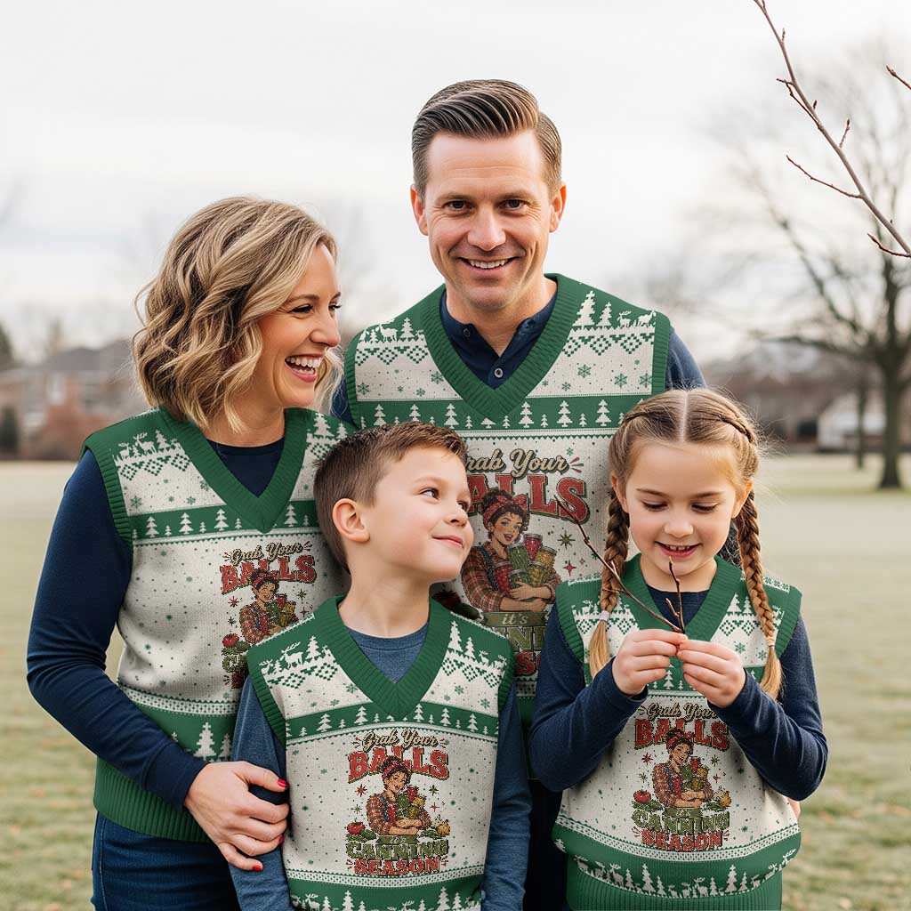 Grab Your Balls Its Canning Season Funny Food Preservation V-Neck Knit Sweater Vest