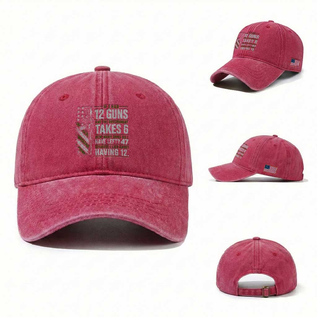 If I Had 12 Guns and The Government Math Second Amendment Washed Cotton Baseball Cap