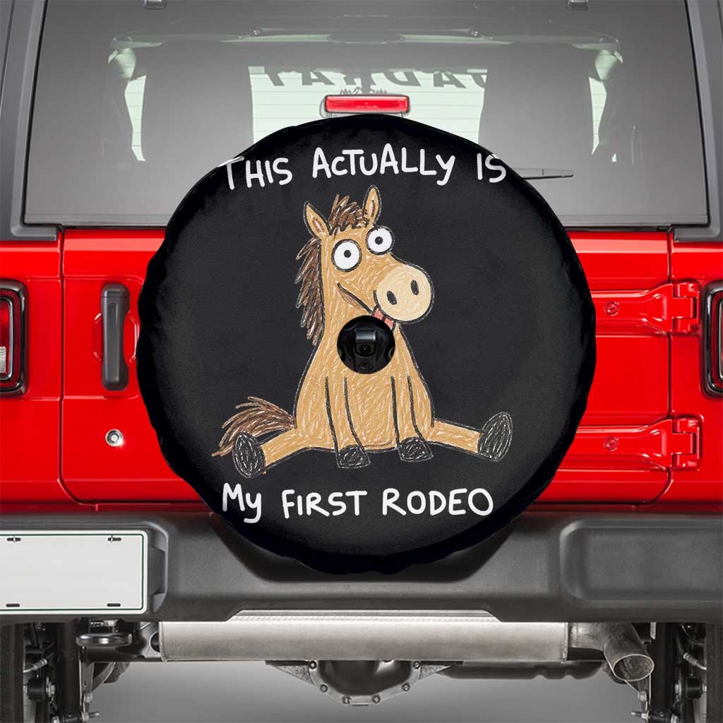 This Actually Is My First Rodeo Funny Silly Horse Spare Tire Cover 1st Birthday Meme