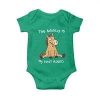 This Actually Is My First Rodeo Funny Silly Horse Baby Onesie 1st Birthday Meme
