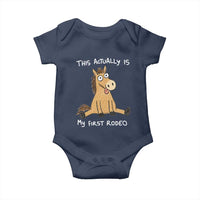 This Actually Is My First Rodeo Funny Silly Horse Baby Onesie 1st Birthday Meme