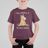 This Actually Is My First Rodeo Funny Silly Horse T Shirt For Kid 1st Birthday Meme