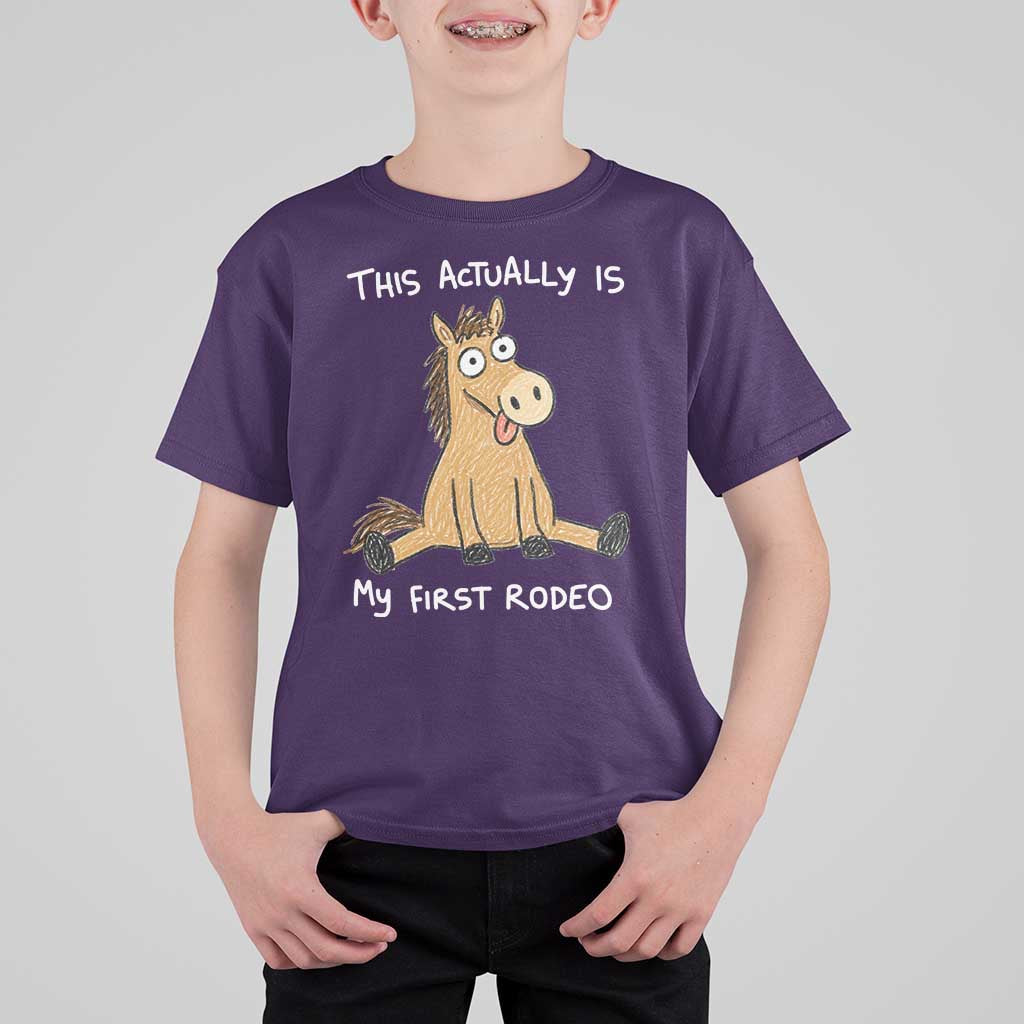 This Actually Is My First Rodeo Funny Silly Horse T Shirt For Kid 1st Birthday Meme