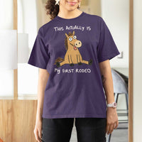 This Actually Is My First Rodeo Funny Silly Horse T Shirt For Women 1st Birthday Meme