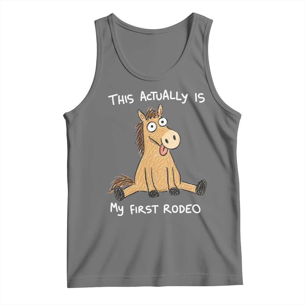 This Actually Is My First Rodeo Funny Silly Horse Tank Top 1st Birthday Meme