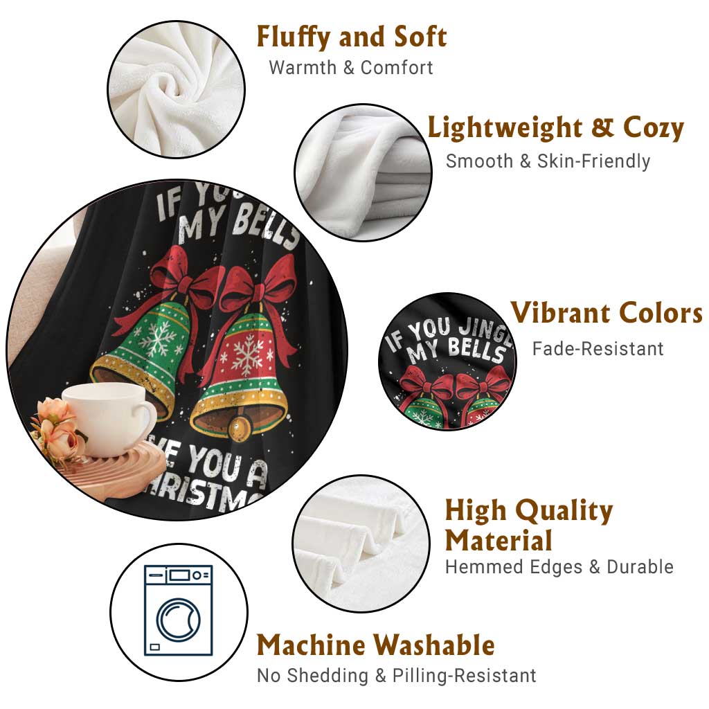 Jingle Bell Christmas Throw Blanket Funny Naughty White Elephant Gag Gift Exchange - Wonder Print Shop