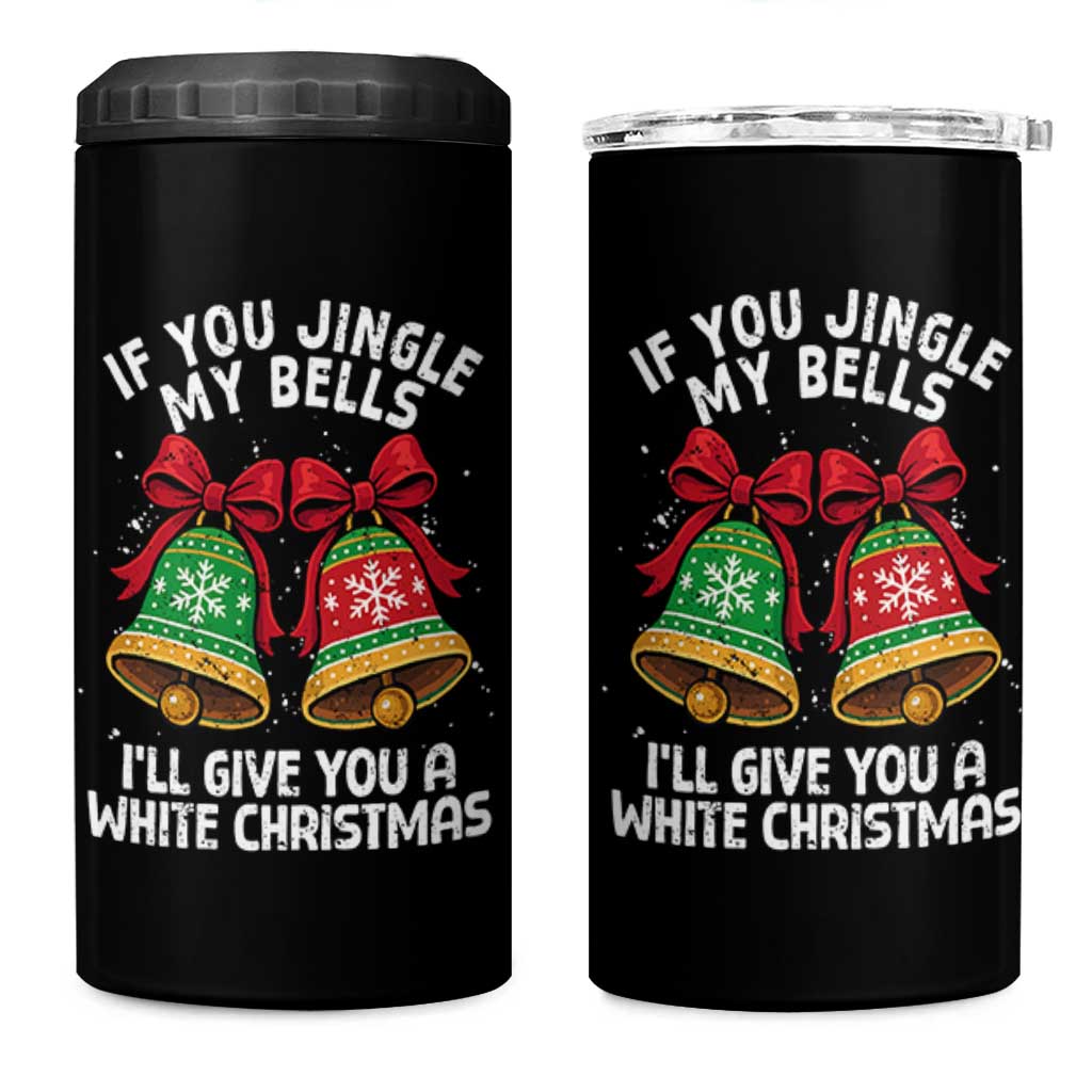 Jingle Bell Christmas 4 in 1 Can Cooler Tumbler Funny Naughty White Elephant Gag Gift Exchange - Wonder Print Shop