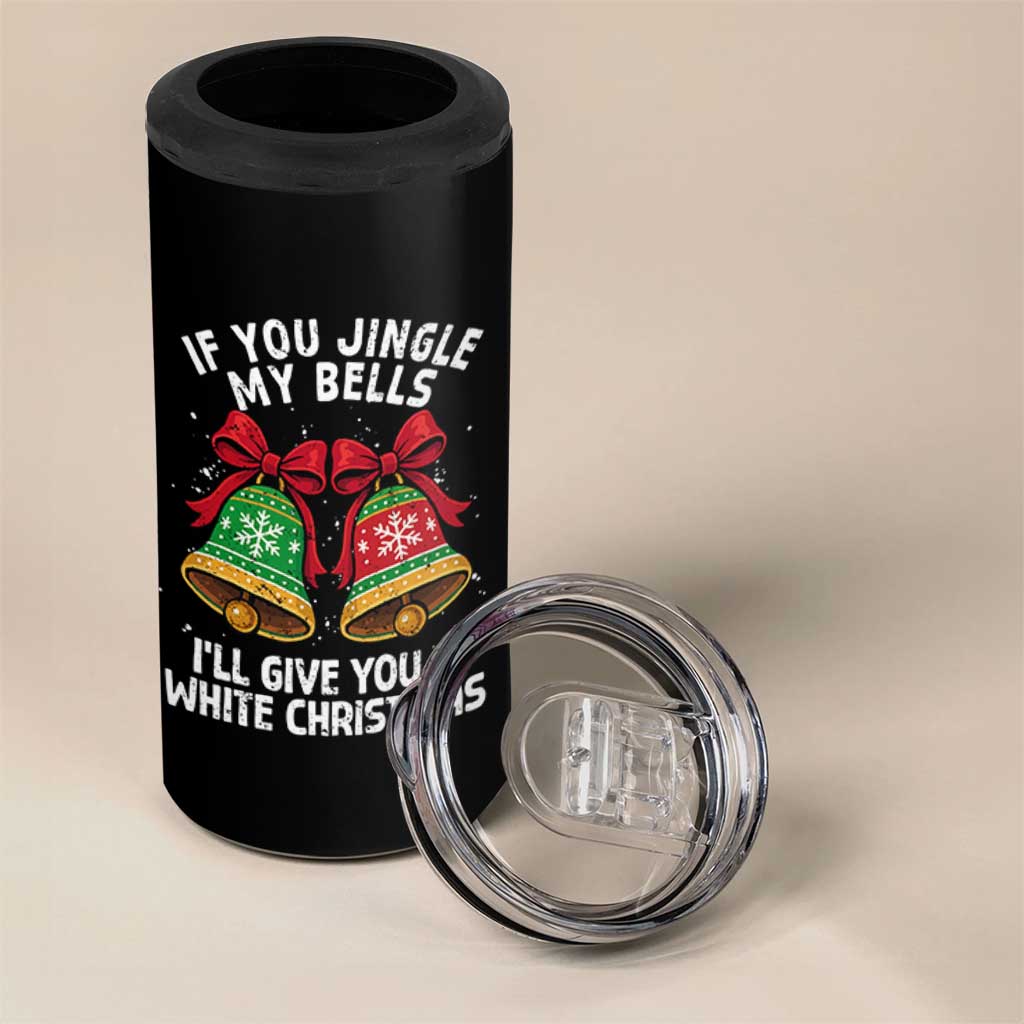Jingle Bell Christmas 4 in 1 Can Cooler Tumbler Funny Naughty White Elephant Gag Gift Exchange - Wonder Print Shop