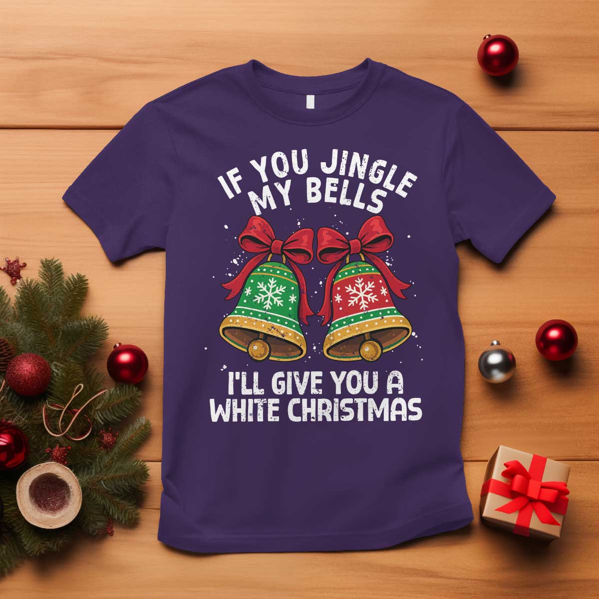Jingle Bell Christmas T Shirt Funny Naughty White Elephant Gag Gift Exchange - Wonder Print Shop