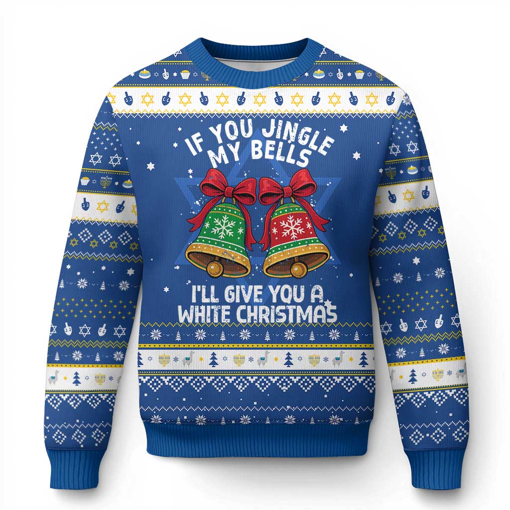 Jingle Bell Christmas Hanukkah Ugly Sweater Funny Naughty White Elephant Gag Gift Exchange - Wonder Print Shop