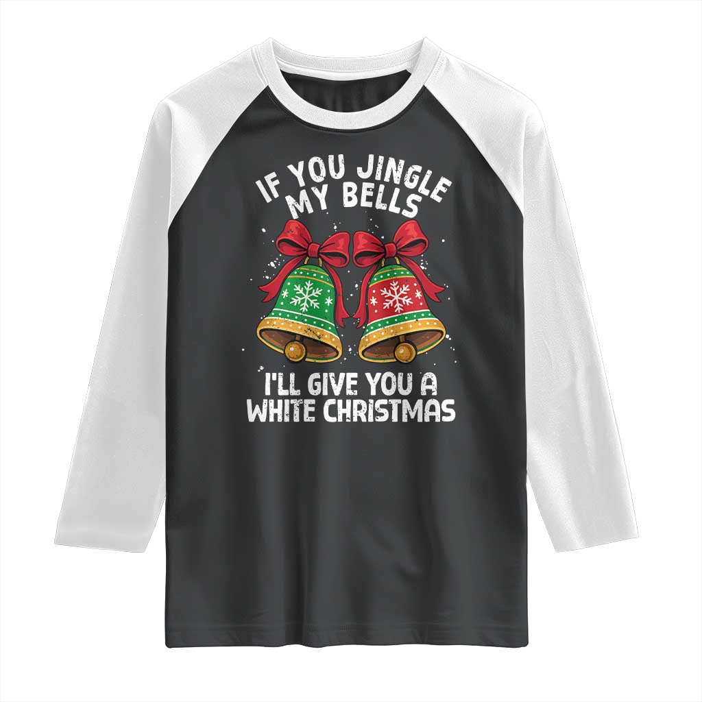 Jingle Bell Christmas Raglan Shirt Funny Naughty White Elephant Gag Gift Exchange - Wonder Print Shop