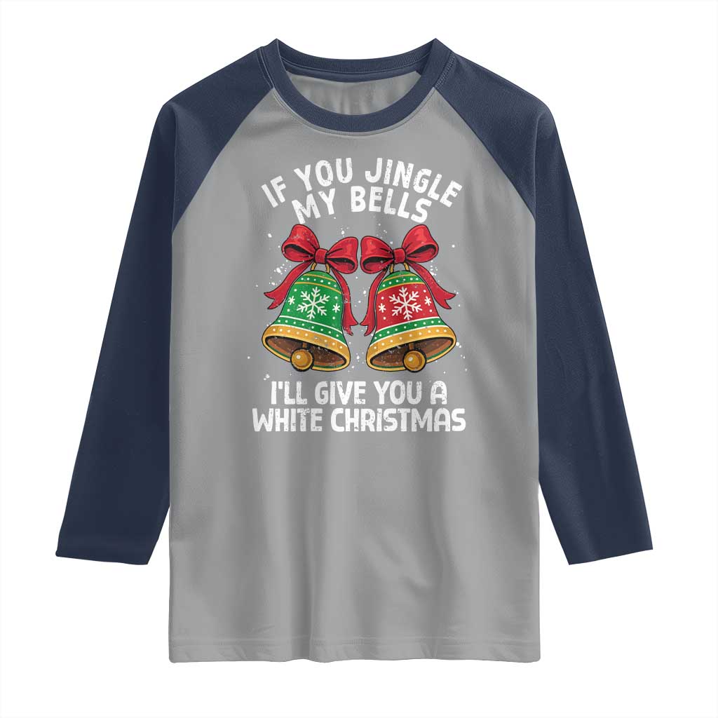 Jingle Bell Christmas Raglan Shirt Funny Naughty White Elephant Gag Gift Exchange - Wonder Print Shop