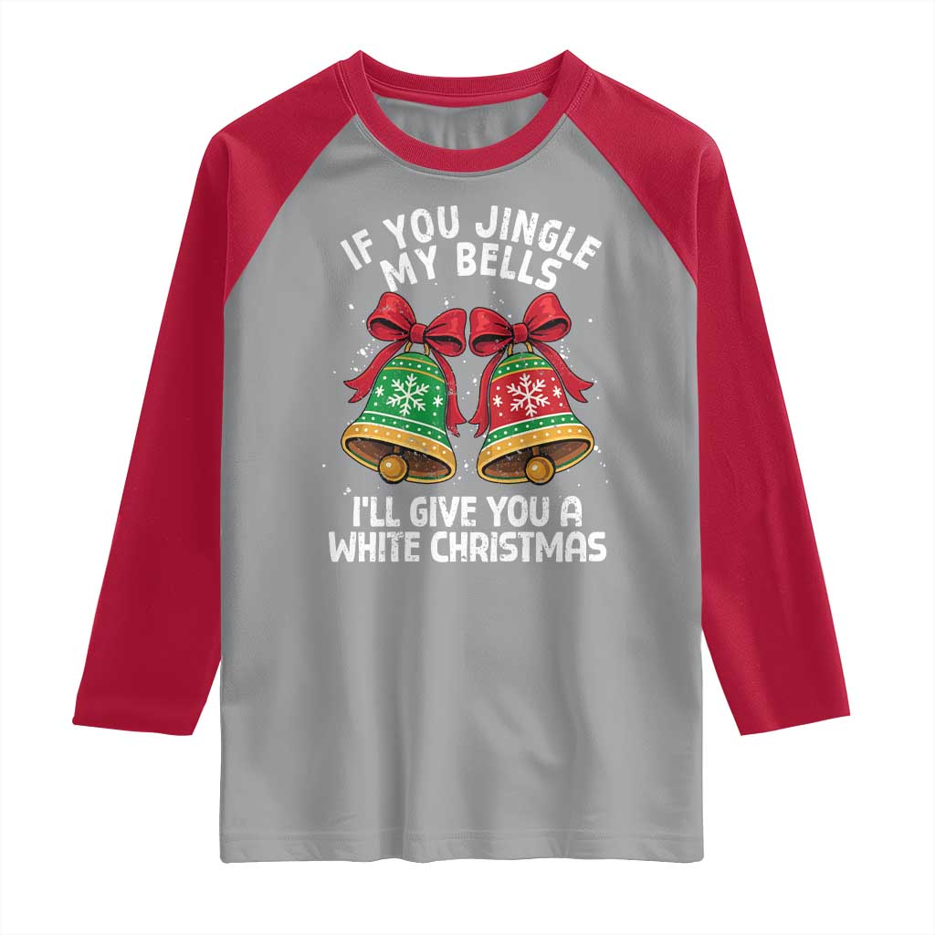 Jingle Bell Christmas Raglan Shirt Funny Naughty White Elephant Gag Gift Exchange - Wonder Print Shop