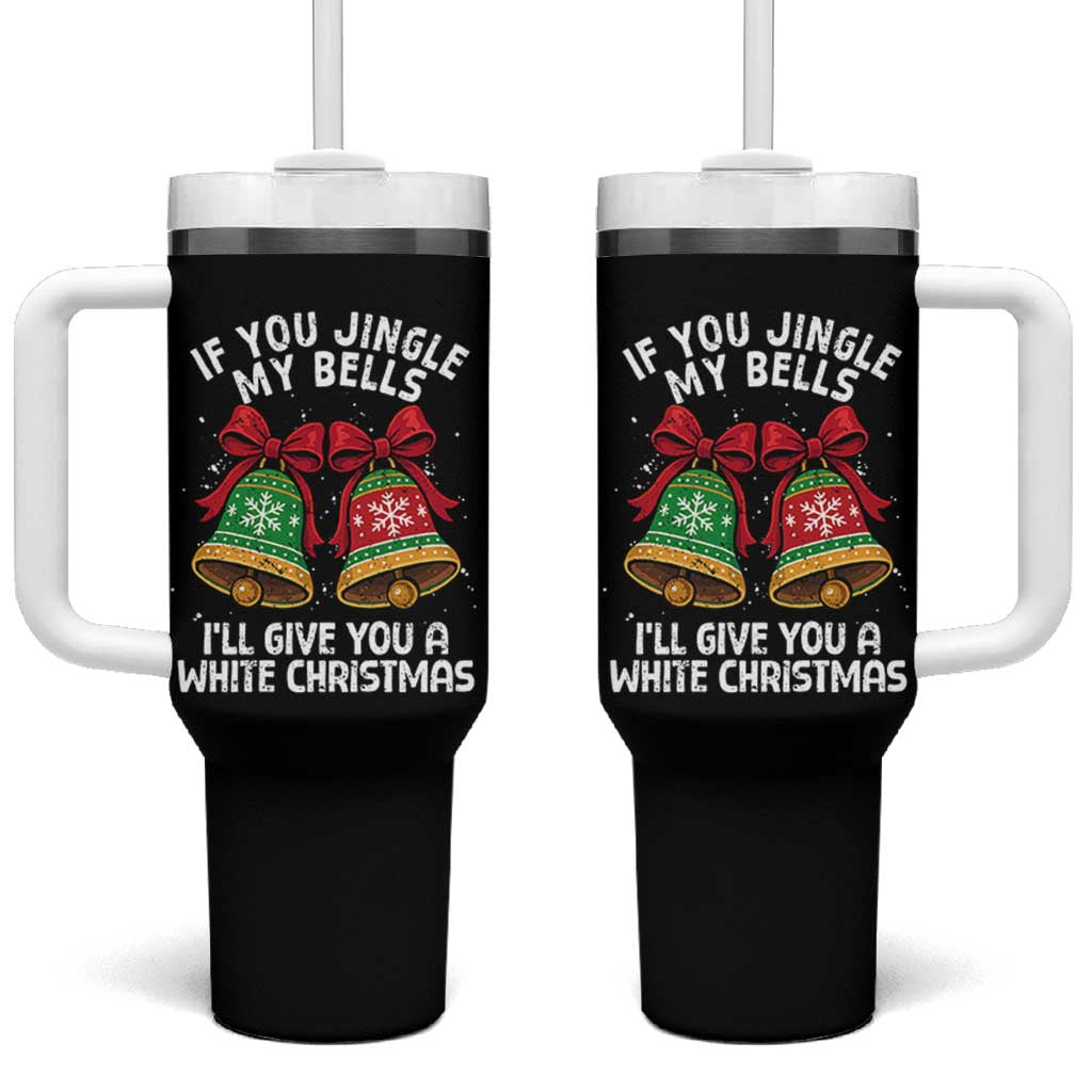 Jingle Bell Christmas Tumbler With Handle Funny Naughty White Elephant Gag Gift Exchange - Wonder Print Shop