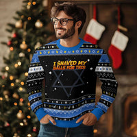 I Shaved My Balls For This Hanukkah Ugly Sweater Funny Rude Meme Exchange Gag Gift - Wonder Print Shop
