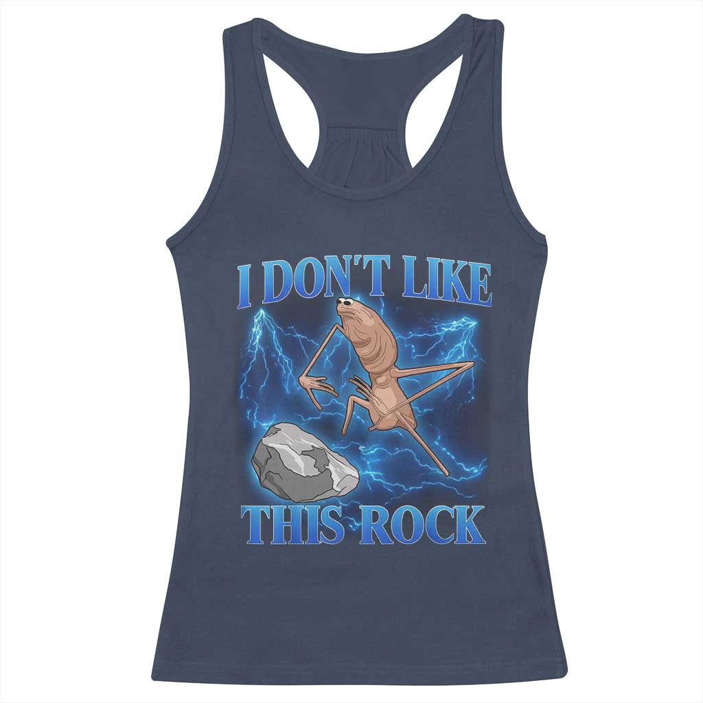 Marcus The Worm Meme Racerback Tank Top I Don't Like This Rock Bootleg - Wonder Print Shop
