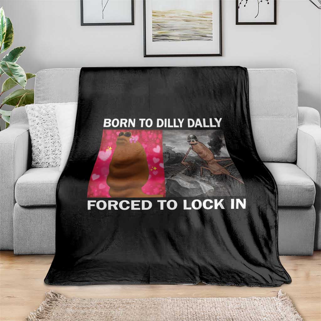 Marcus The Worm Meme Throw Blanket Born To Dilly Dally Forced To Lock In Funny Cute Brainrot - Wonder Print Shop