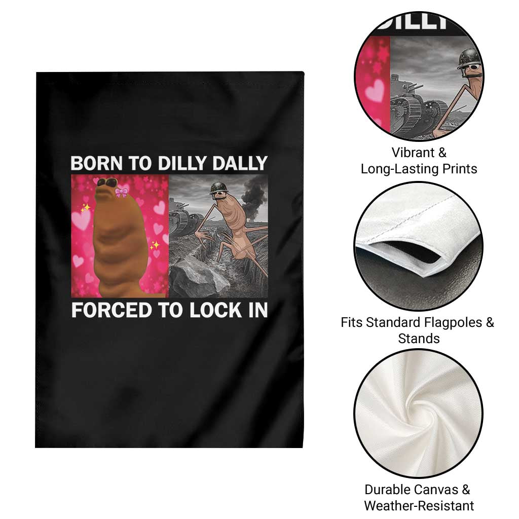 Marcus The Worm Meme Garden Flag Born To Dilly Dally Forced To Lock In Funny Cute Brainrot - Wonder Print Shop