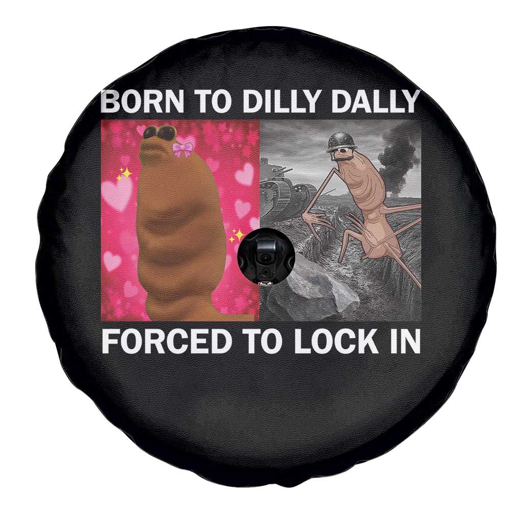Marcus The Worm Meme Spare Tire Cover Born To Dilly Dally Forced To Lock In Funny Cute Brainrot - Wonder Print Shop