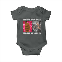 Marcus The Worm Meme Baby Onesie Born To Dilly Dally Forced To Lock In Funny Cute Brainrot - Wonder Print Shop