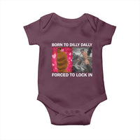 Marcus The Worm Meme Baby Onesie Born To Dilly Dally Forced To Lock In Funny Cute Brainrot - Wonder Print Shop