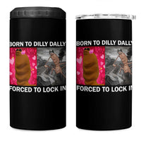 Marcus The Worm Meme 4 in 1 Can Cooler Tumbler Born To Dilly Dally Forced To Lock In Funny Cute Brainrot - Wonder Print Shop