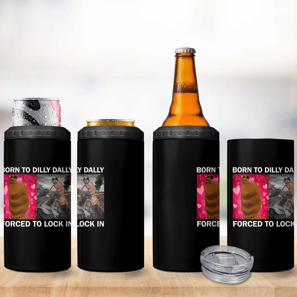 Marcus The Worm Meme 4 in 1 Can Cooler Tumbler Born To Dilly Dally Forced To Lock In Funny Cute Brainrot - Wonder Print Shop