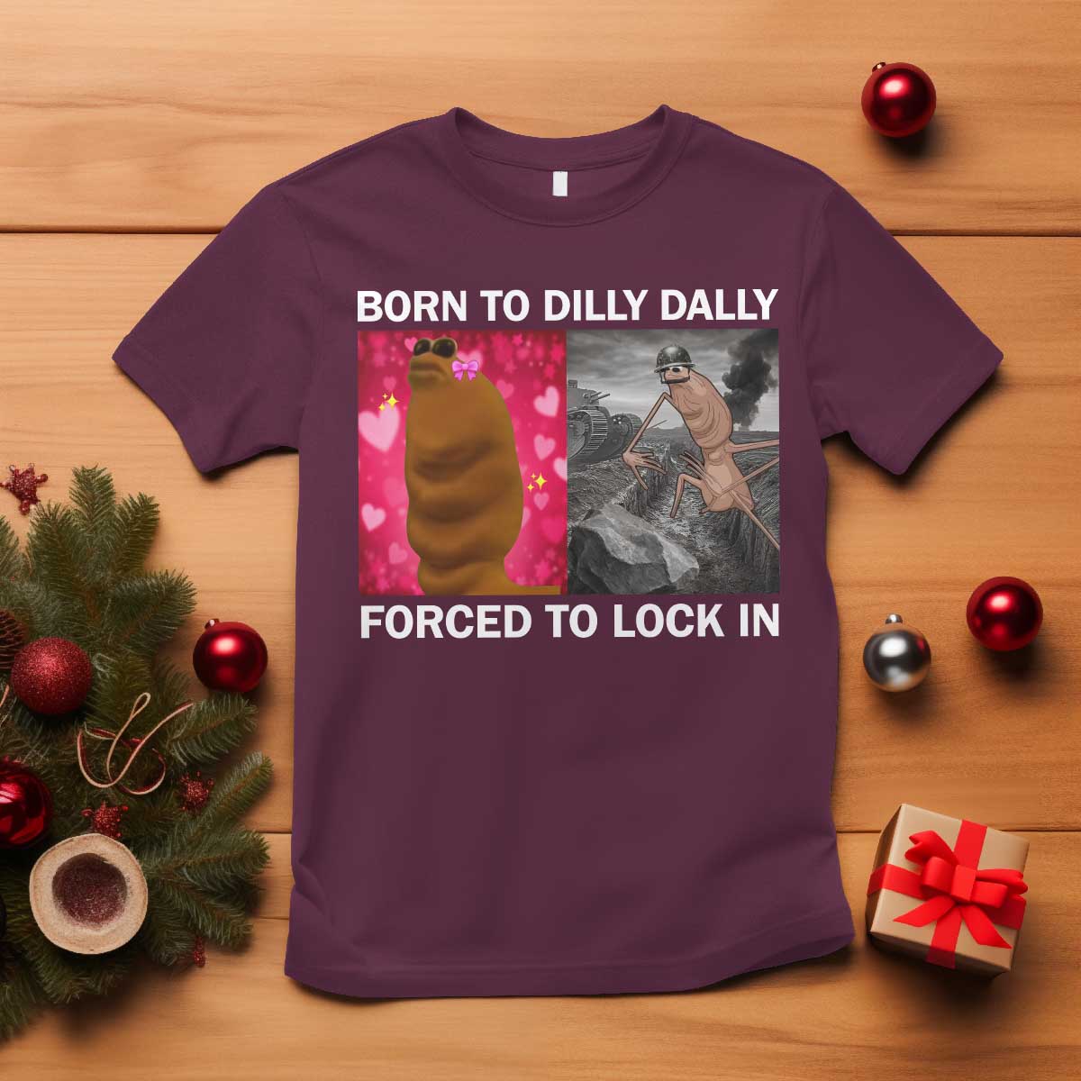 Marcus The Worm Meme T Shirt Born To Dilly Dally Forced To Lock In Funny Cute Brainrot - Wonder Print Shop