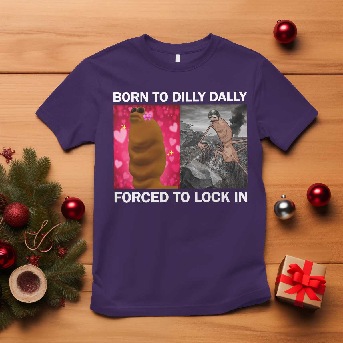 Marcus The Worm Meme T Shirt Born To Dilly Dally Forced To Lock In Funny Cute Brainrot - Wonder Print Shop