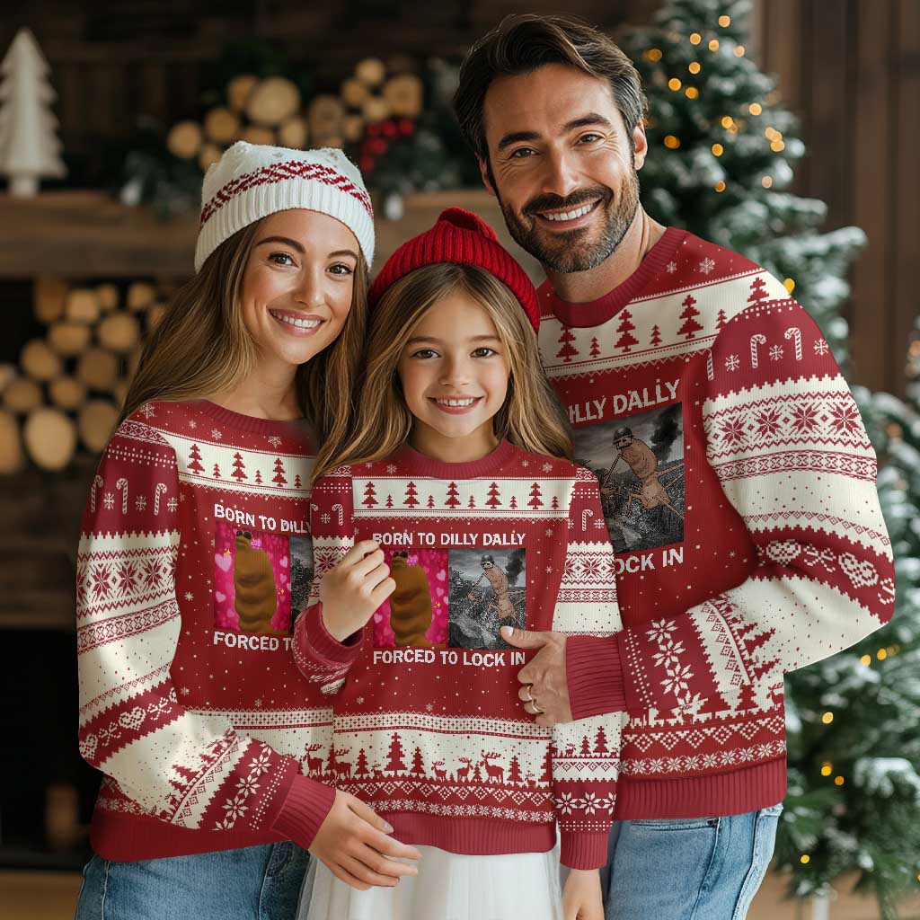 Marcus The Worm Meme Ugly Christmas Sweater Born To Dilly Dally Forced To Lock In Funny Cute Brainrot - Wonder Print Shop
