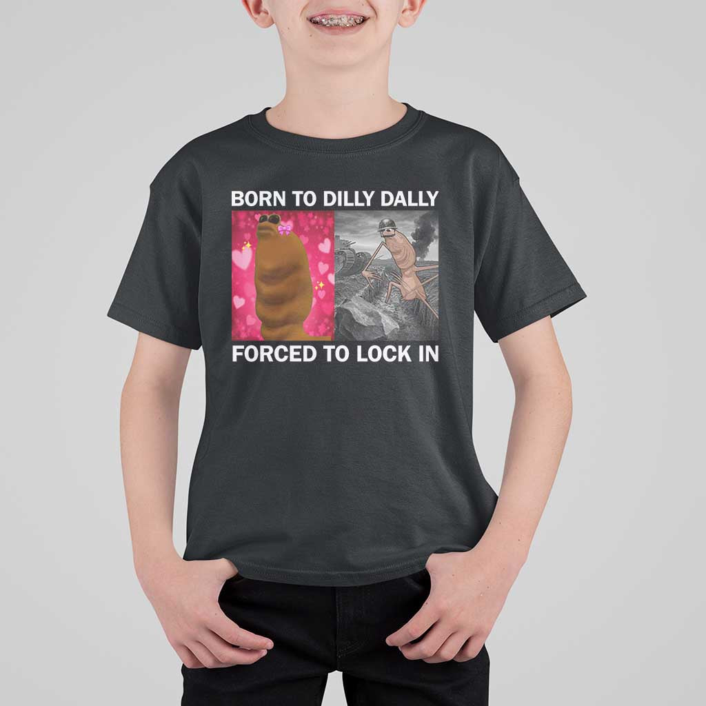 Marcus The Worm Meme T Shirt For Kid Born To Dilly Dally Forced To Lock In Funny Cute Brainrot - Wonder Print Shop