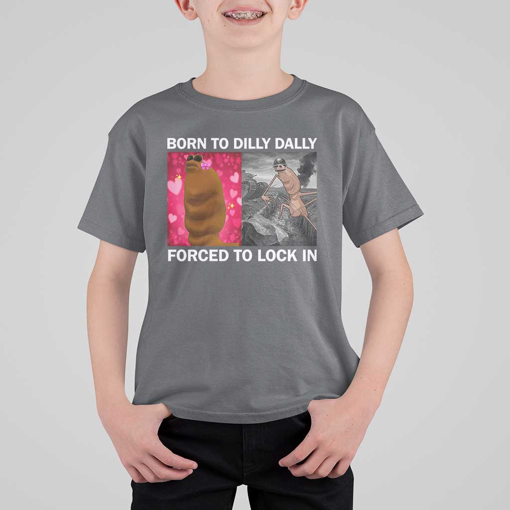 Marcus The Worm Meme T Shirt For Kid Born To Dilly Dally Forced To Lock In Funny Cute Brainrot - Wonder Print Shop