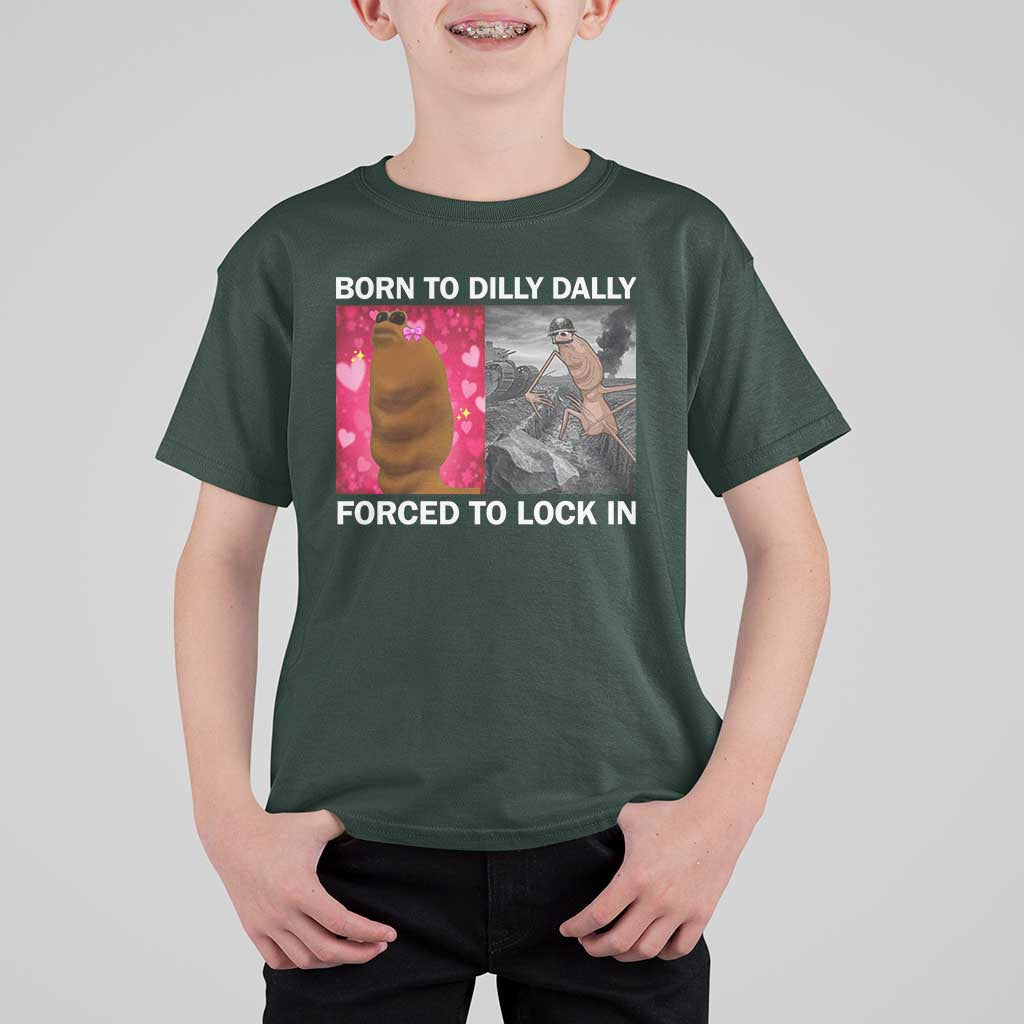 Marcus The Worm Meme T Shirt For Kid Born To Dilly Dally Forced To Lock In Funny Cute Brainrot - Wonder Print Shop