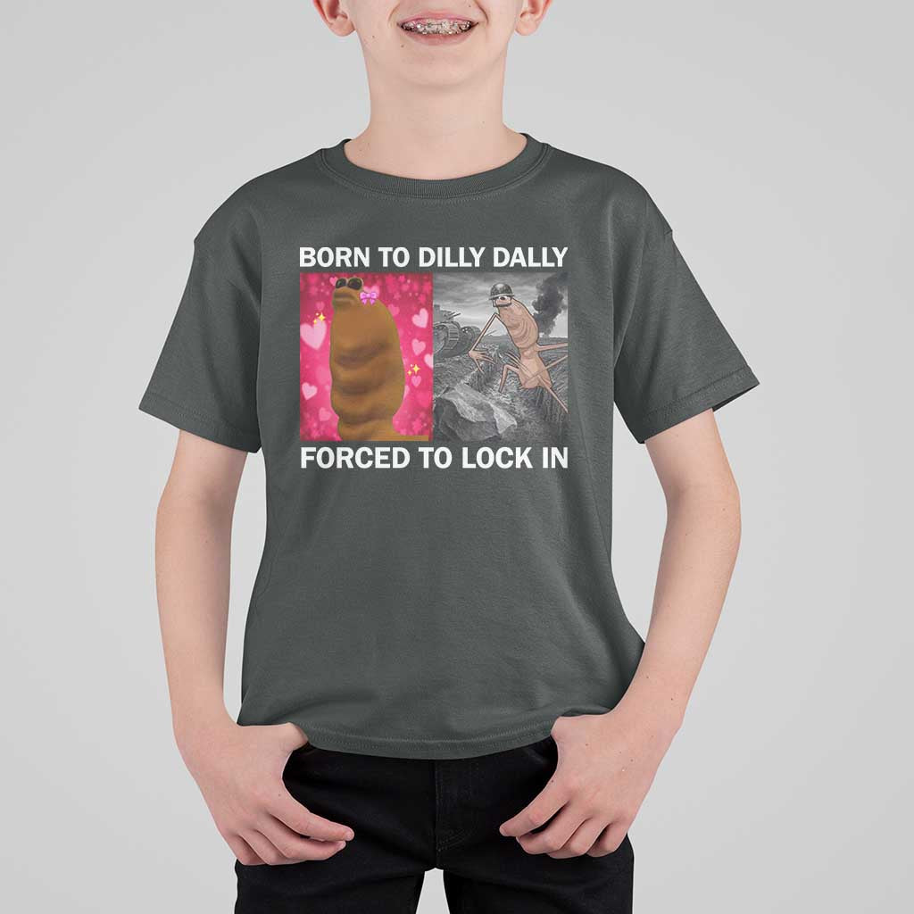 Marcus The Worm Meme T Shirt For Kid Born To Dilly Dally Forced To Lock In Funny Cute Brainrot - Wonder Print Shop
