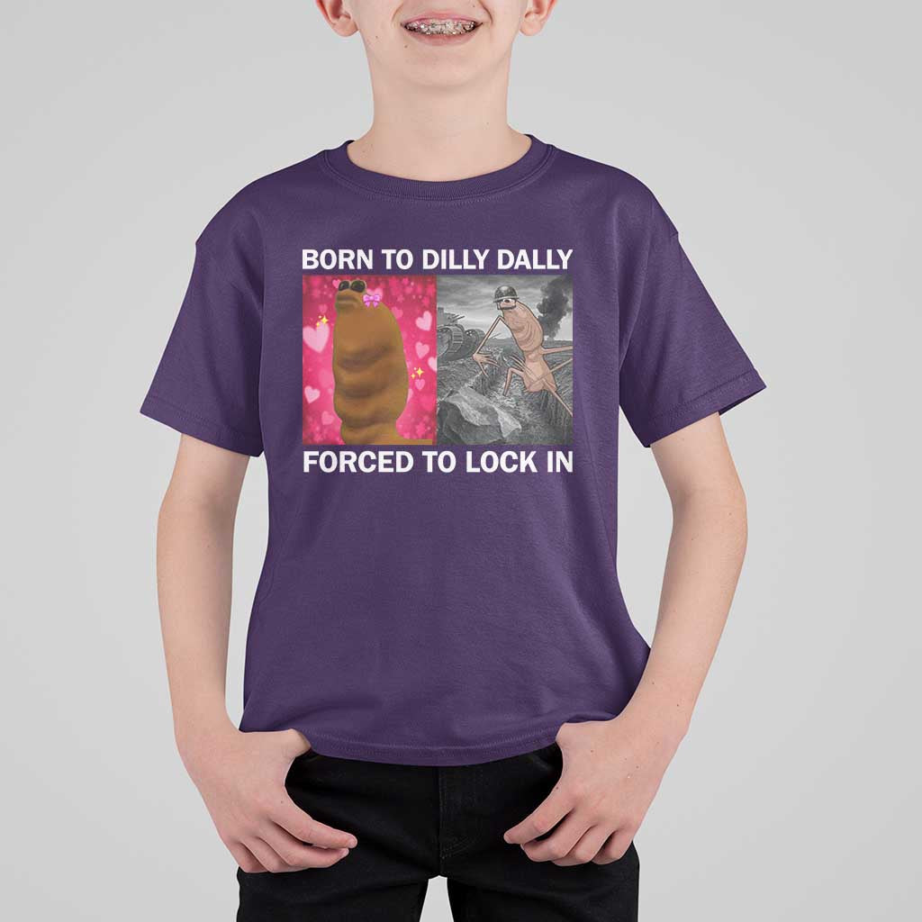 Marcus The Worm Meme T Shirt For Kid Born To Dilly Dally Forced To Lock In Funny Cute Brainrot - Wonder Print Shop