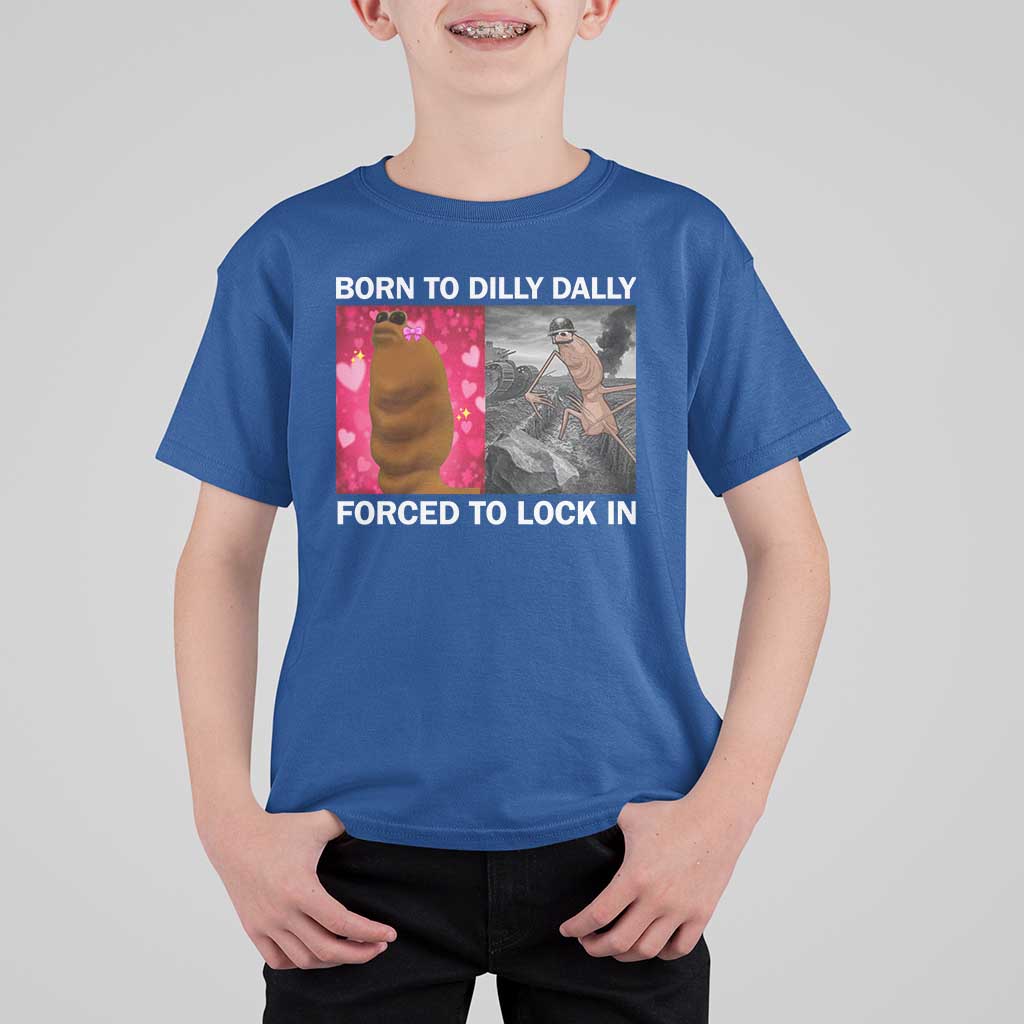 Marcus The Worm Meme T Shirt For Kid Born To Dilly Dally Forced To Lock In Funny Cute Brainrot - Wonder Print Shop